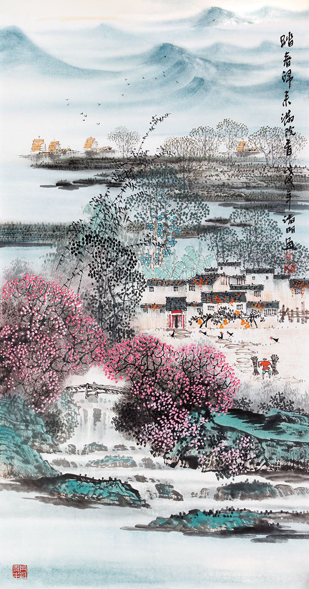 诸明画家灰灰江南雨人间诗画情