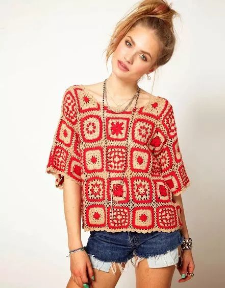 祖母方格钩出的衣服这么时尚不试试太遗憾了