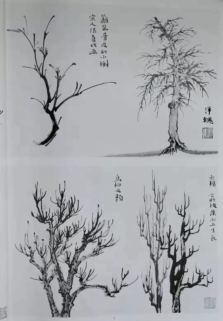 树干树枝线条的穿插生发原则2019年高山论画全年班第八课