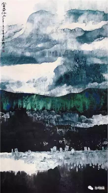 富春江上 224cm×124cm卓鹤君先生的山水画以抽象的现代性著称于世