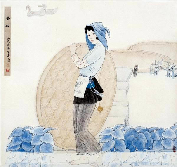 李子侯绘画作品《江南女子》