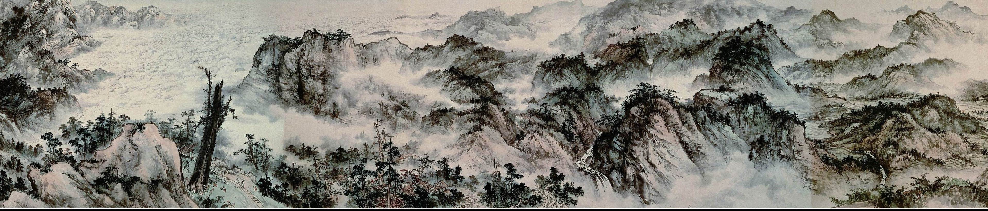 国画大师张大千宝岛长春图卷