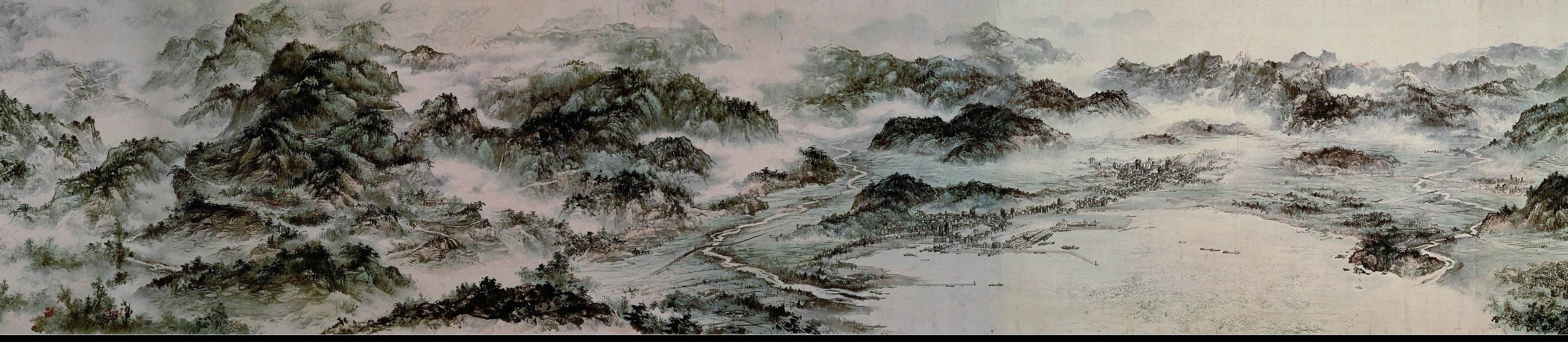 国画大师张大千宝岛长春图卷