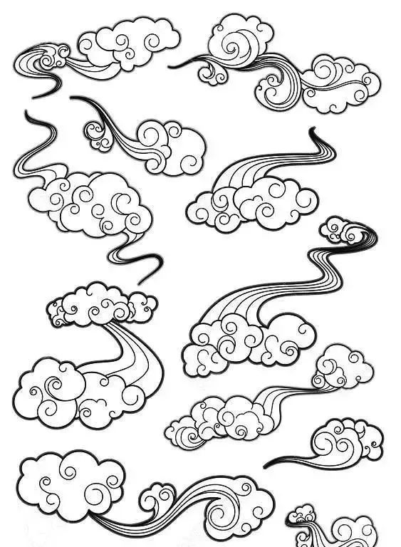 工笔白描祥云的画法难得一见的好资料