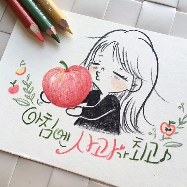 100张人物彩铅简笔画超萌小清新小伙伴们收图吧