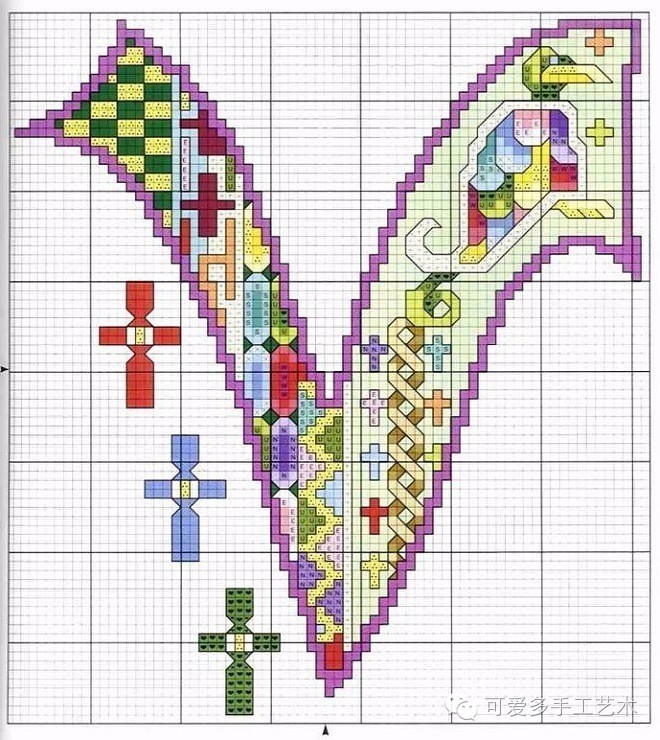 奇特的26個英文字母十字繡圖案好看又好繡附圖解