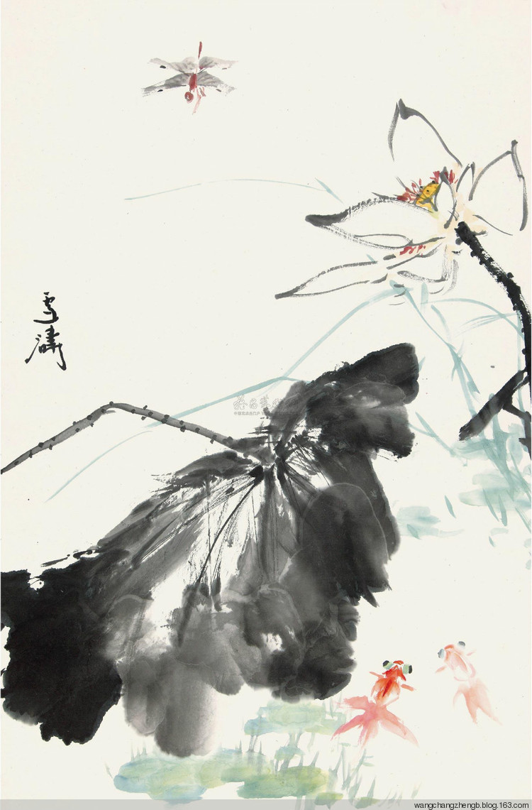 国画王雪涛荷花作品欣赏