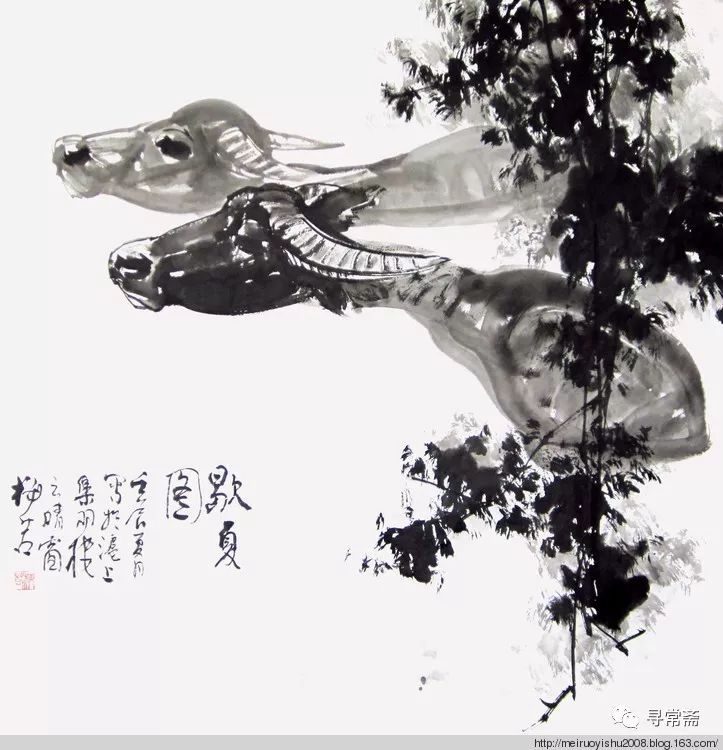 著名画家梅若先生画牛上