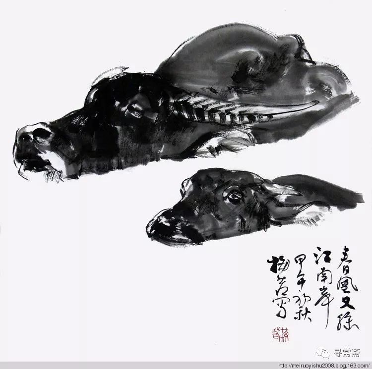 著名画家梅若先生画牛上