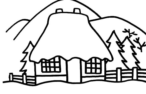 冬天的雪夜风景简笔画图片大全