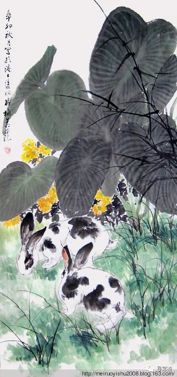 著名画家梅若先生画百花小品下