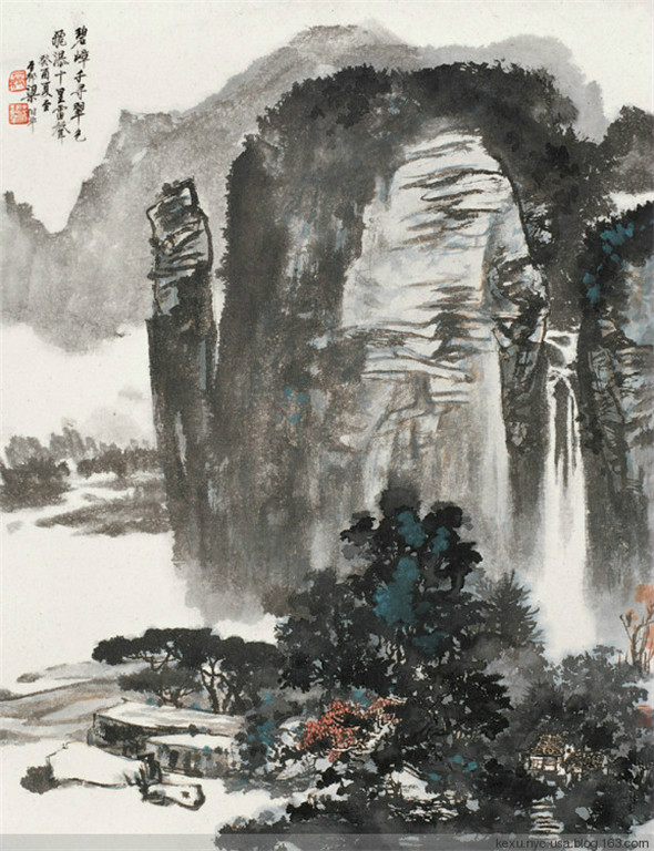 国画家梁树年写意山水作品