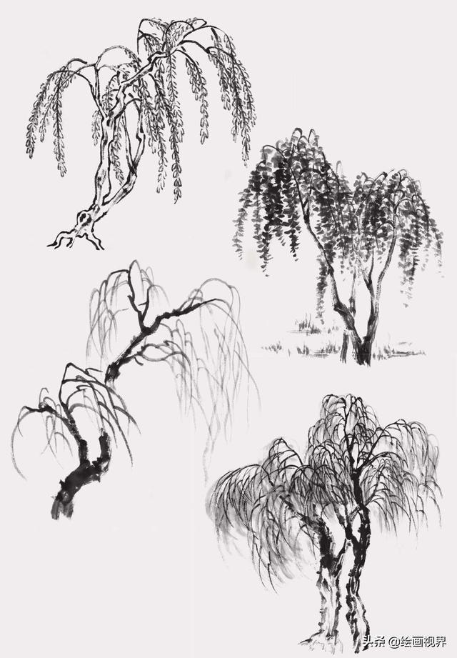 国画山水树的画法简单图片