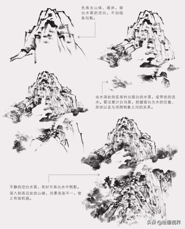 国画中云树的十种画法学会这些几分钟画一副山水画