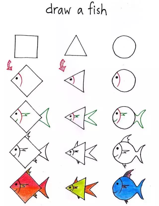 这位爸爸不简单仅用正方形三角形和圆形就教会孩子轻松画画