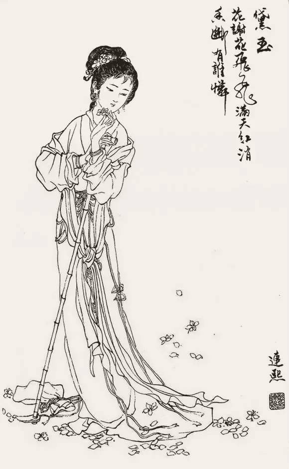 白描仕女圖