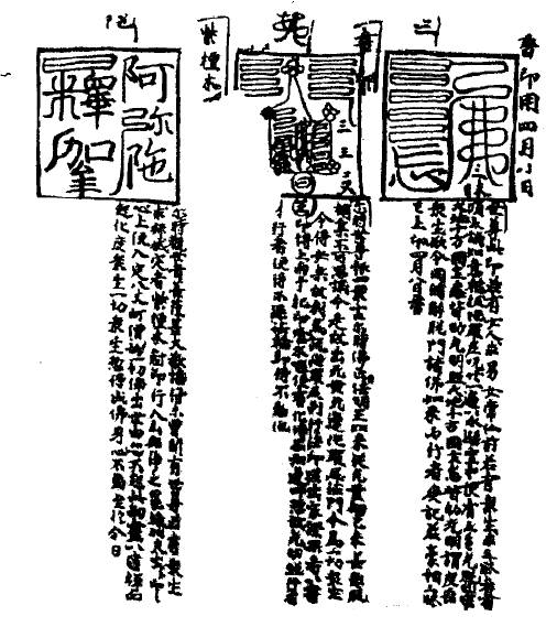 使用法印的例子:七品名香,全副纸马,云鹤甲马各百张,龙车凤辇各五十张