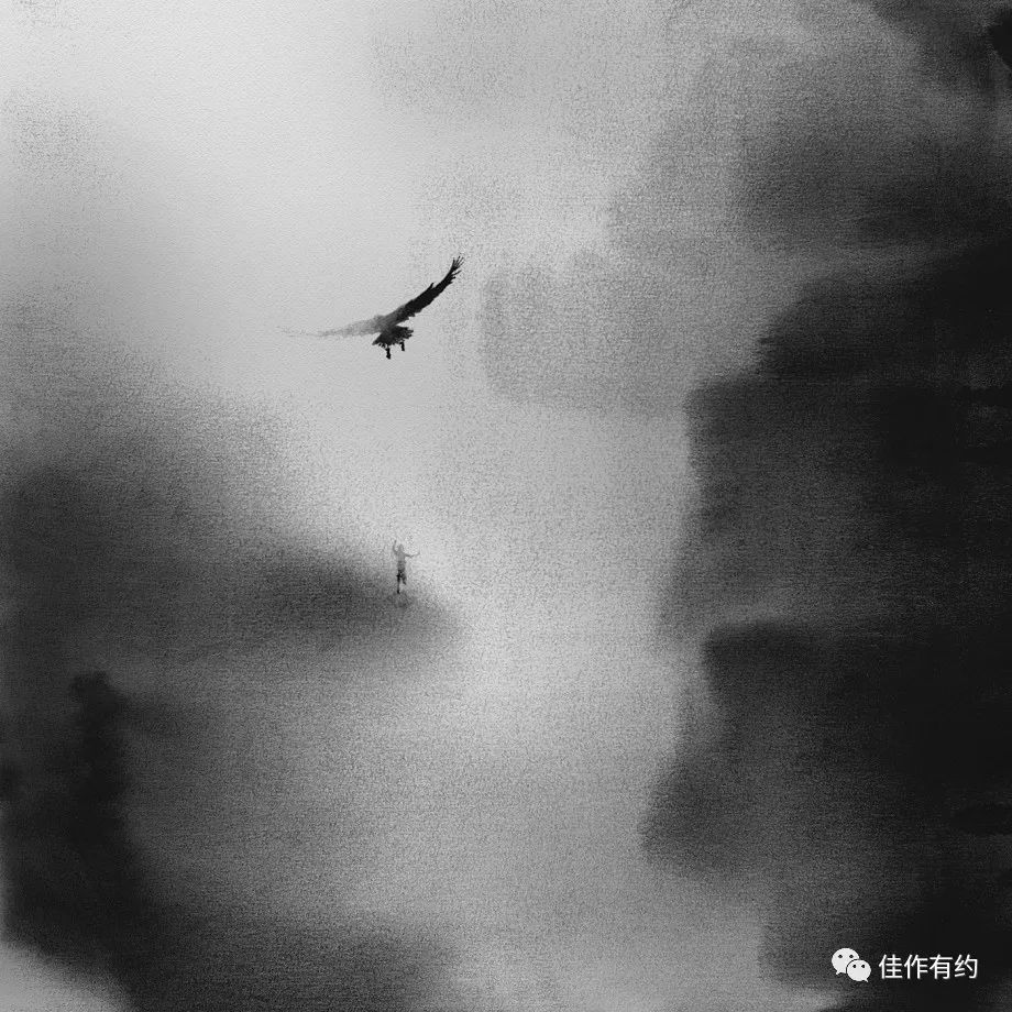 黑白水墨描绘的和谐之美静谧深沉