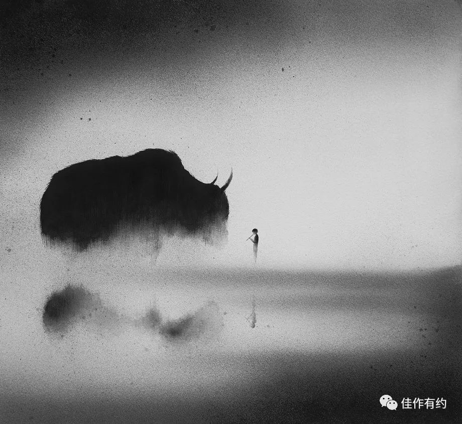 黑白水墨描绘的和谐之美静谧深沉