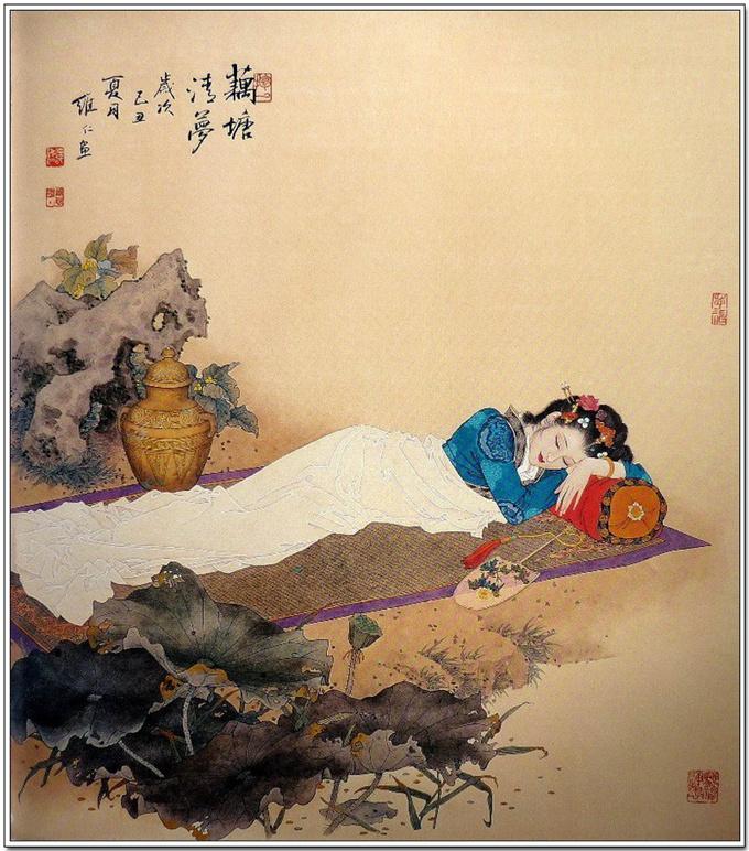 书画欣赏箜篌古韵工笔美人名画欣赏