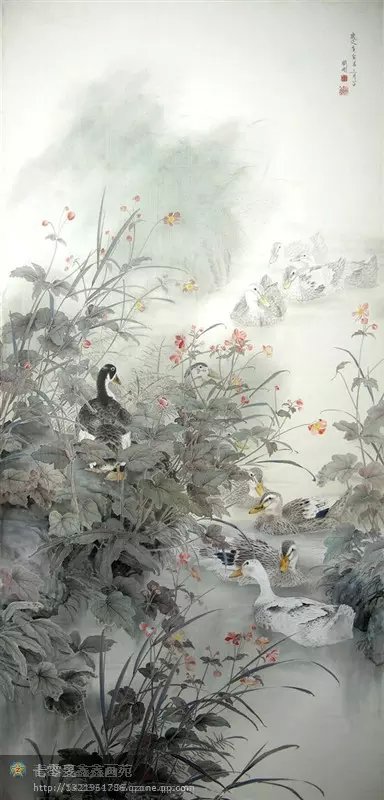 国画花鸟百图【7】== 05 鸭,野鸭【02】