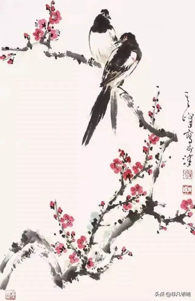 孙其峰《喜鹊登梅》孙其峰《报喜图》新年将至,小编整理三位国画大师