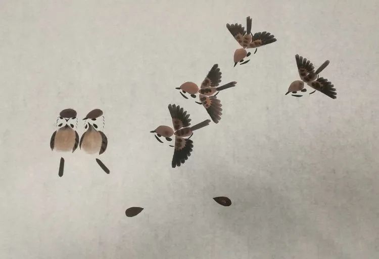 国画教程写意麻雀图的画法
