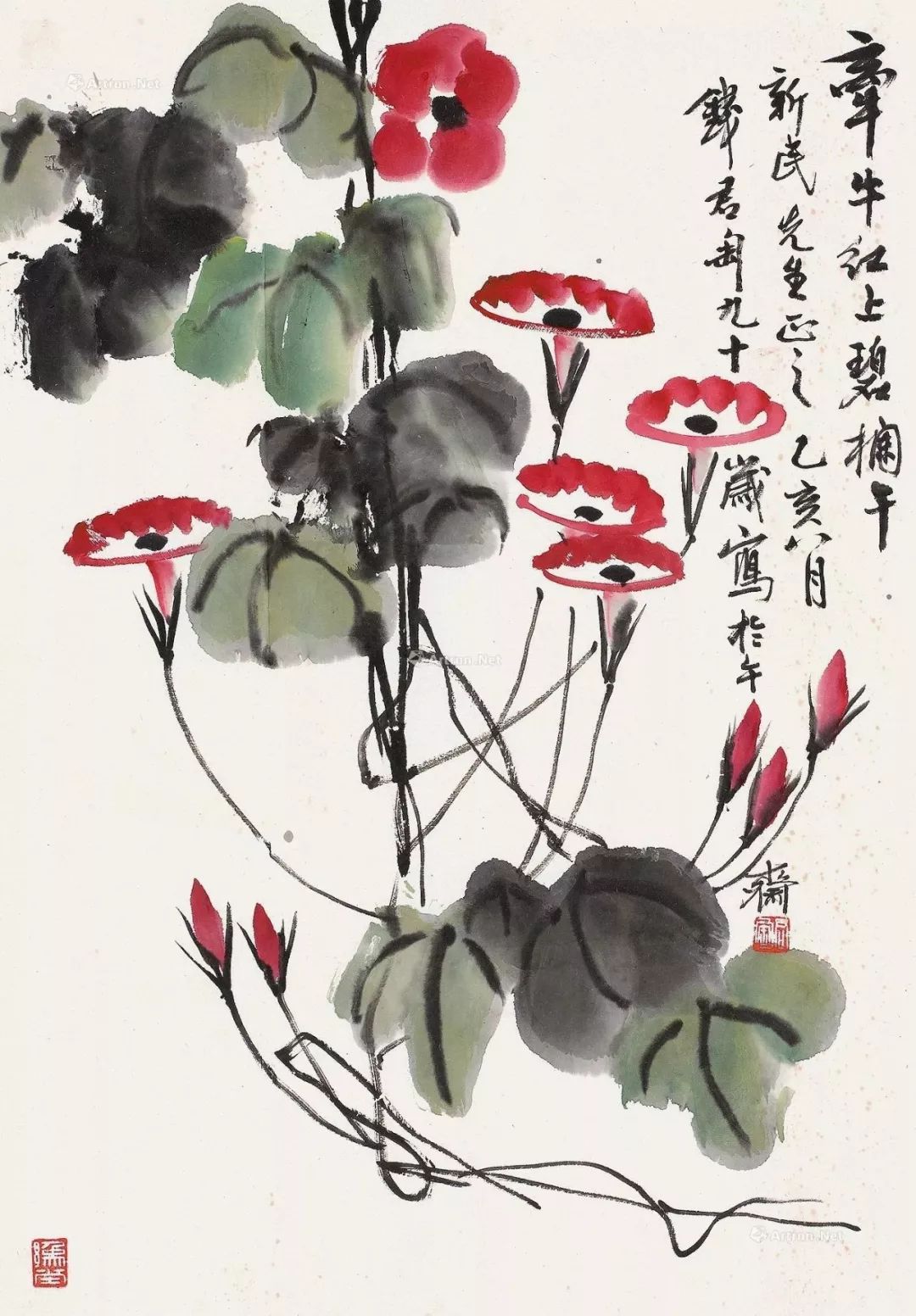 白露时节 | 赏钱君陶写意牵牛花作品,漂亮!
