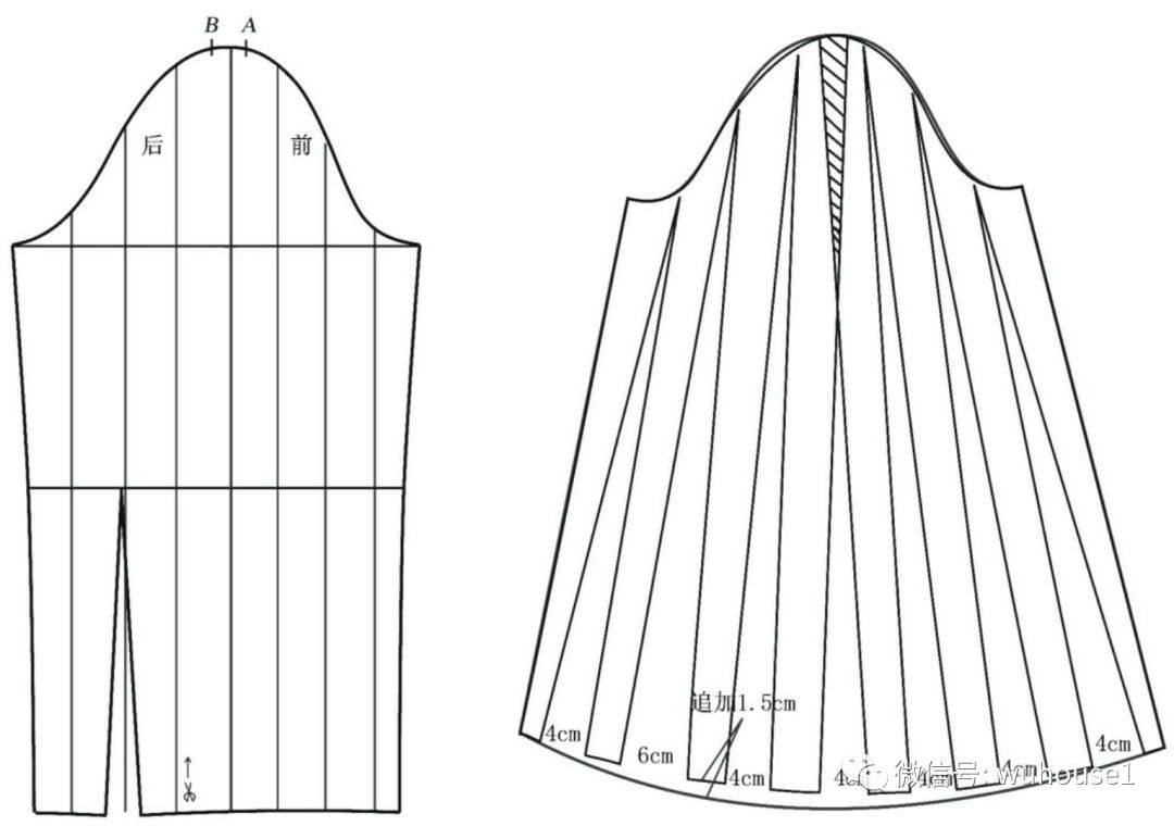 裁剪图纸2款常见喇叭袖的制版图