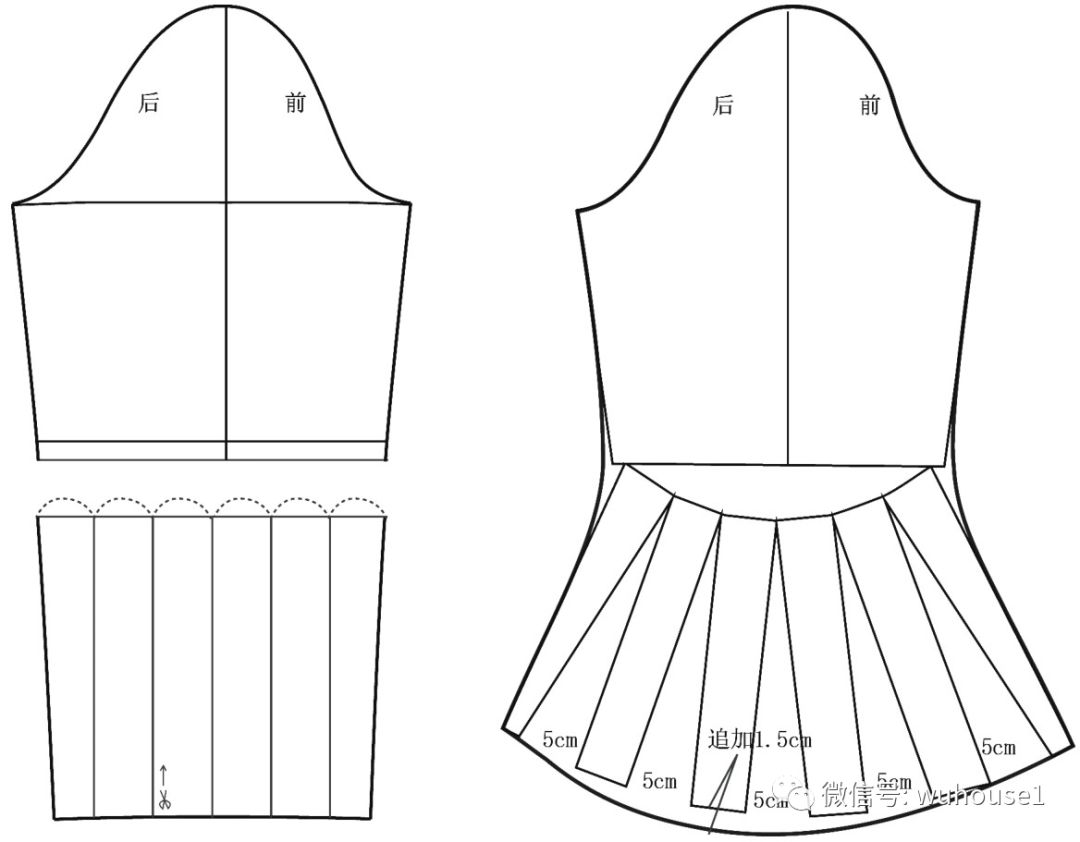 裁剪图纸2款常见喇叭袖的制版图