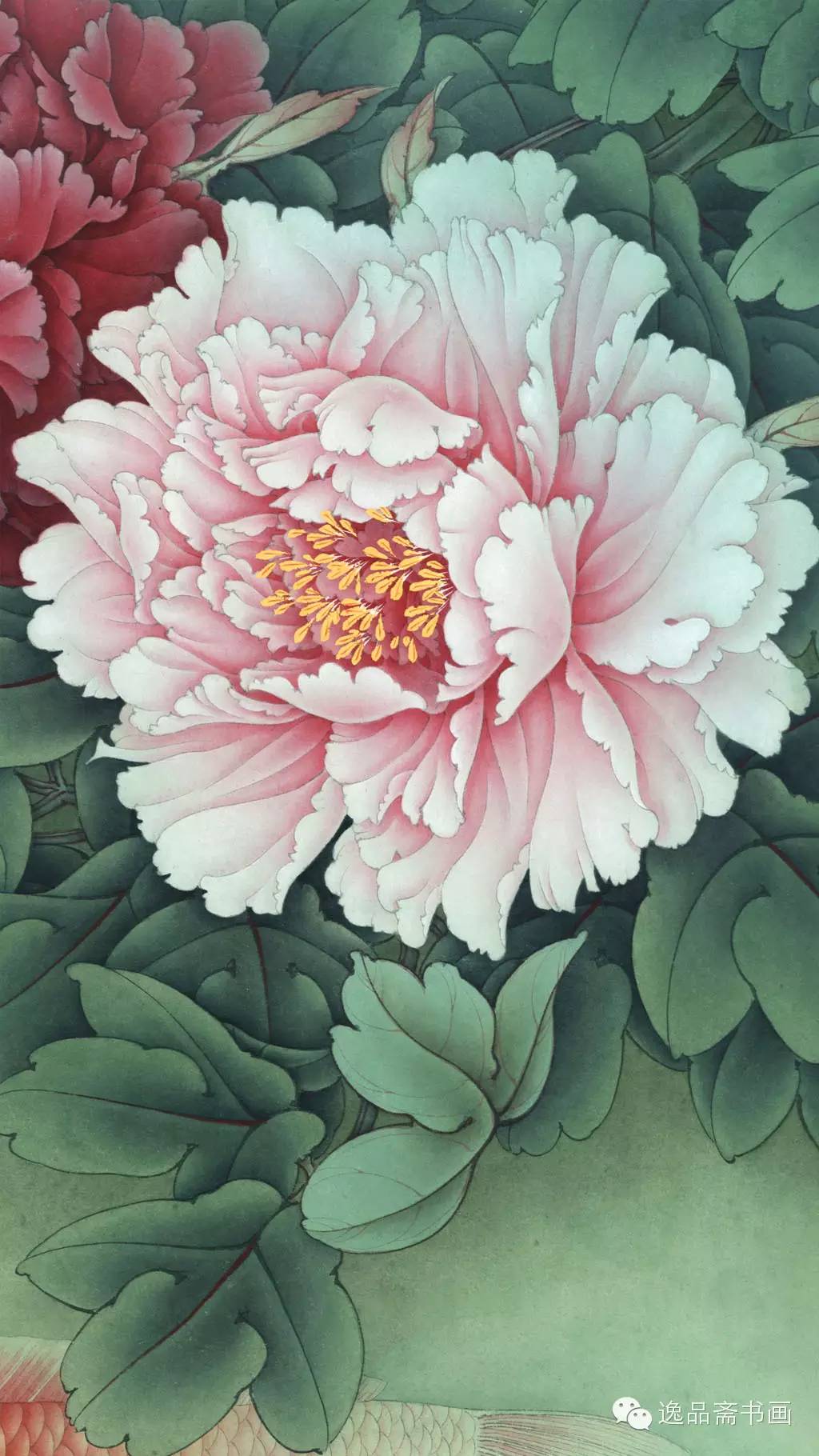 李晓明工笔横幅富贵有鲤图及高清局部图欣赏