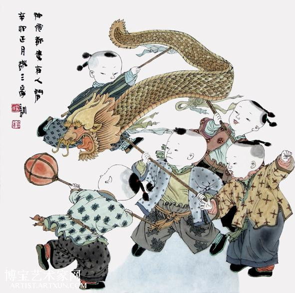 王家训作品《童趣图》 写意系列  编辑/雨浓王家训以一群孩童为题材