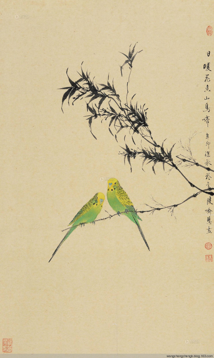 喻慧工笔花鸟作品