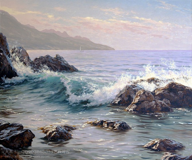 太精彩!俄罗斯画家阿达莫夫的风景,海浪作品