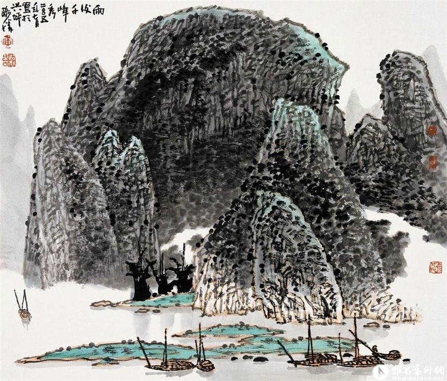 国画家黄格胜写意山水作品1