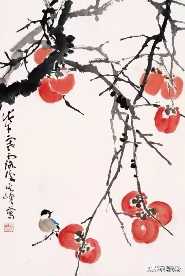 赏大师国画作品中最美的红柿子