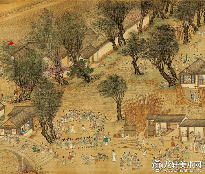 仇英清明上河图仇英青绿工笔重彩清明上河图完整全卷高清图赏析