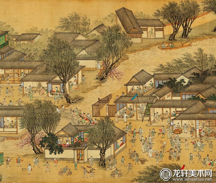 仇英清明上河图仇英青绿工笔重彩清明上河图完整全卷高清图赏析