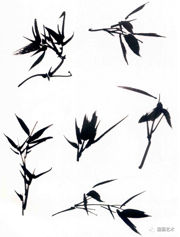 图文教程:写意墨竹枝叶组合画法