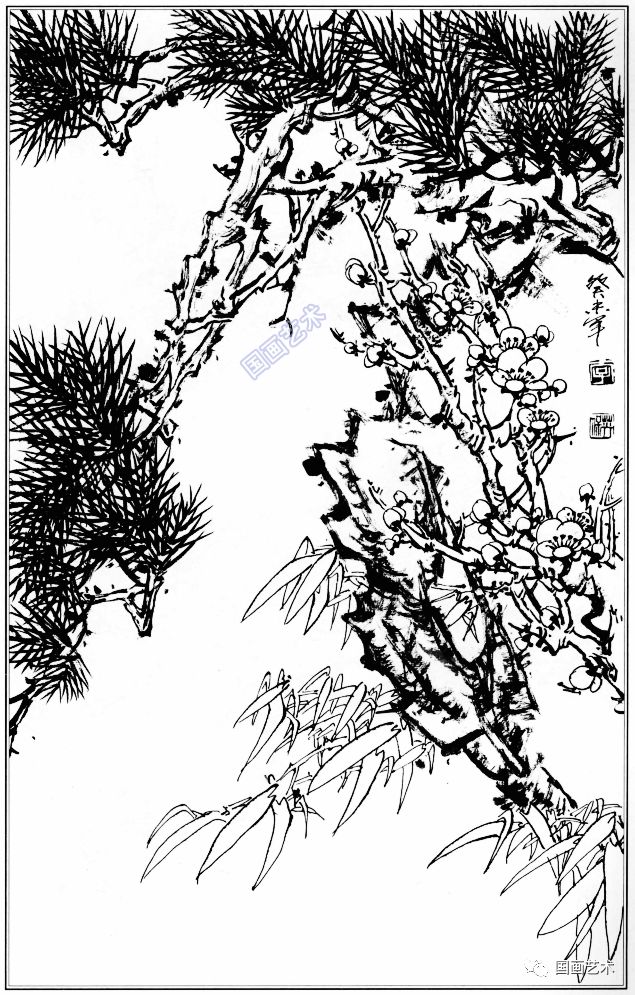 梅兰竹菊白描集萃好美
