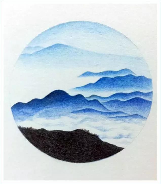 彩铅步骤风景画山的那边有人在等我