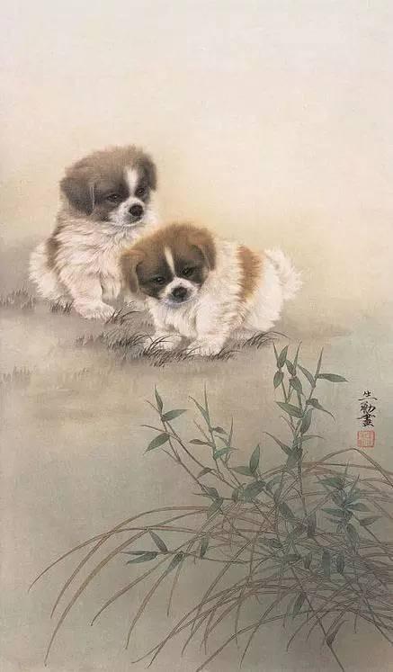 国画狗100图怎样画动物