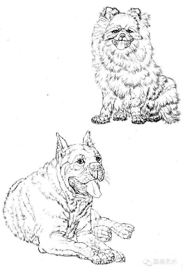 国画狗100图怎样画动物