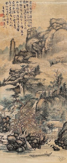 髡殘(公元1612～1692年)清畫家,本姓劉.明末遺民,入清為僧.