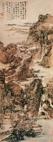 髡残(公元1612～1692年)清画家,本姓刘.明末遗民,入清为僧.