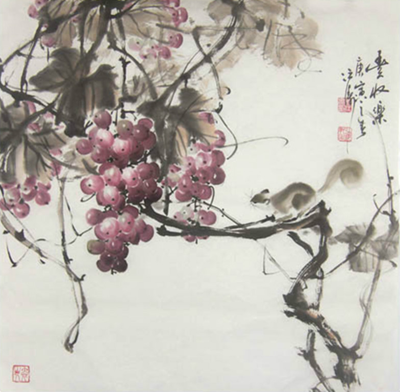 国画家曾江涛写意葡萄作品1