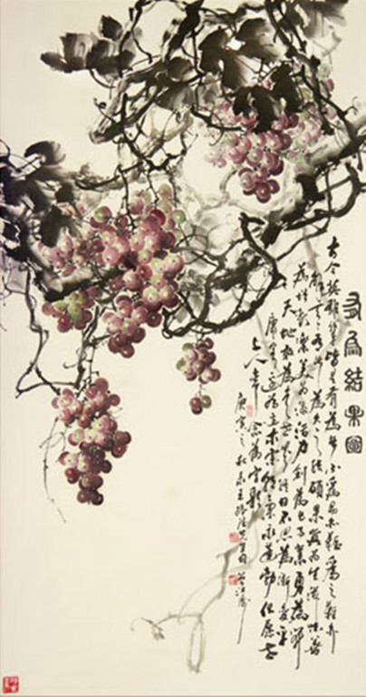 国画家曾江涛写意葡萄作品1