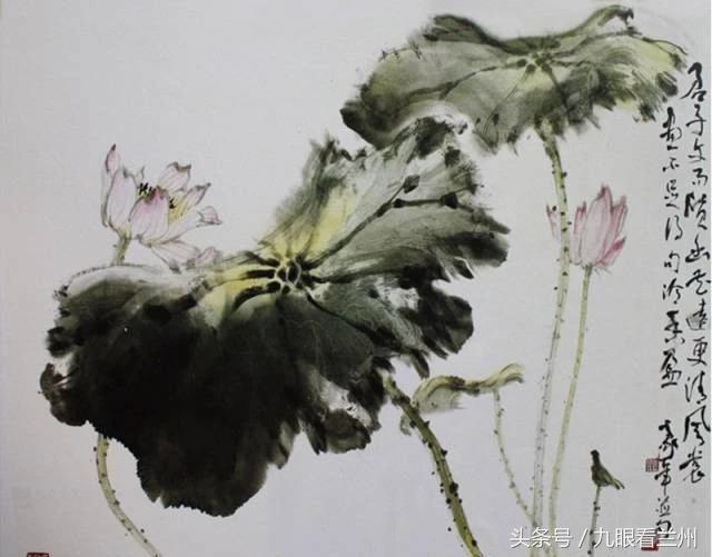 欧豪年笔下的荷花笔精墨妙赋彩淡雅构图清新生动传神