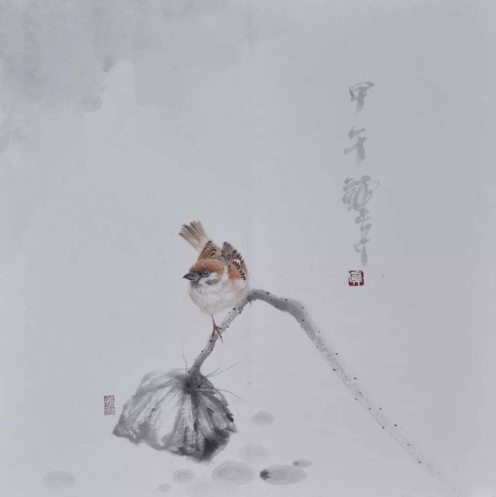 钟真的工写水墨麻雀绝了