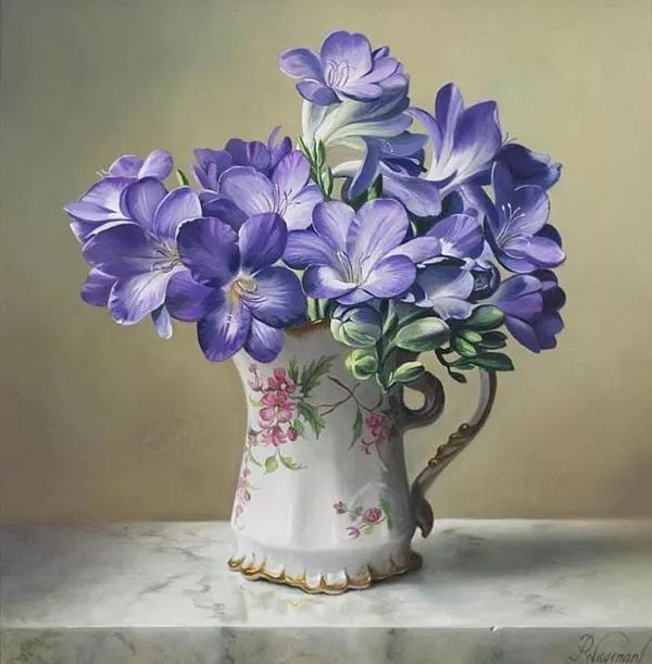 超写实油画花卉比利时pieterwagemans作品